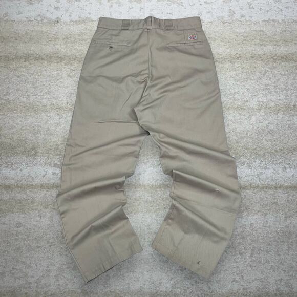 Vintage Camel Tan Dickies Khakis Pants Relaxed Fit Flat Front Work Wear 90s - Picture 1 of 5